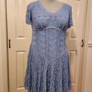Womens size 18W mesh lace short sleeve dress in periwinkle